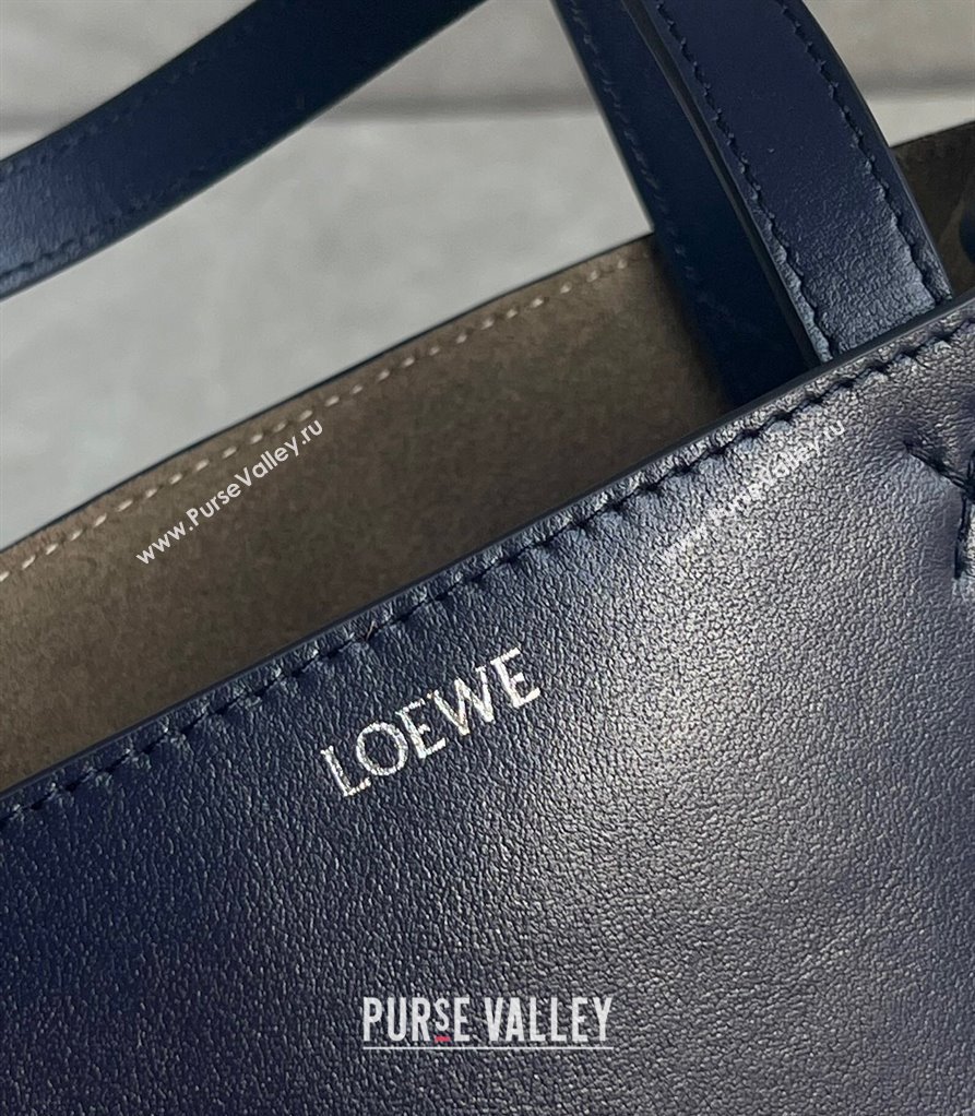 Loewe Mini Puzzle Fold Tote Bag in patchwork calfskin Abyss Blue 2024 (nana-240920055)