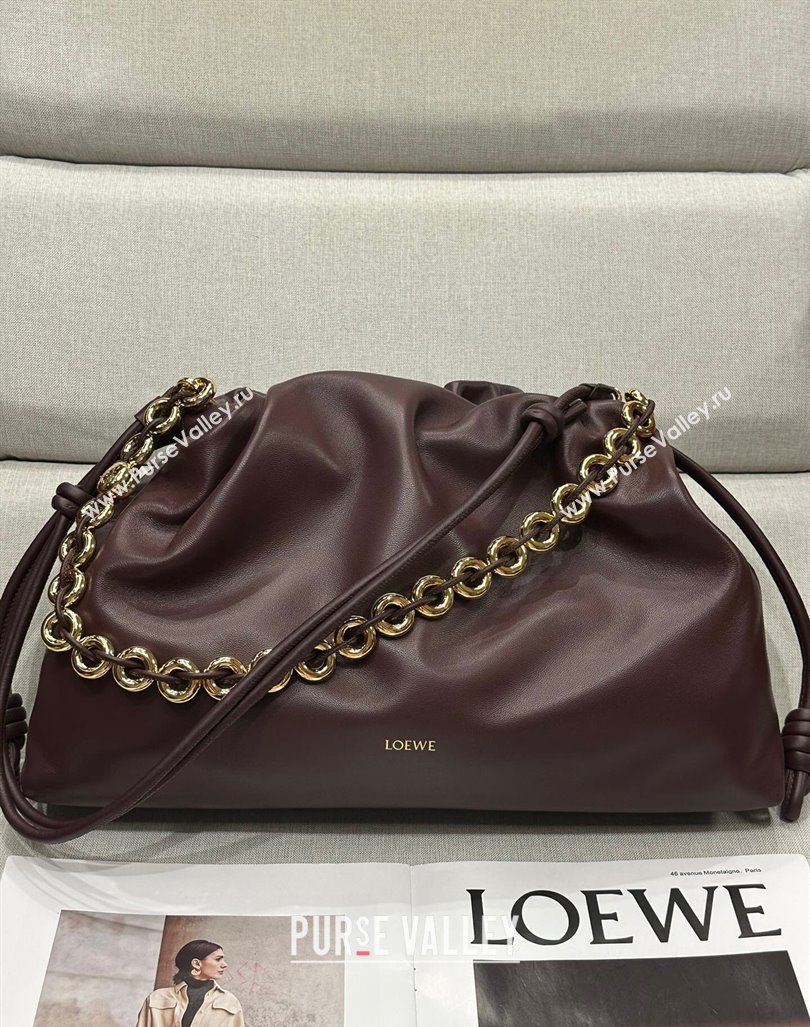 Loewe Large Flamenco purse in nappa lambskin Dark Burgundy 2024 948021 (nana-24103011)