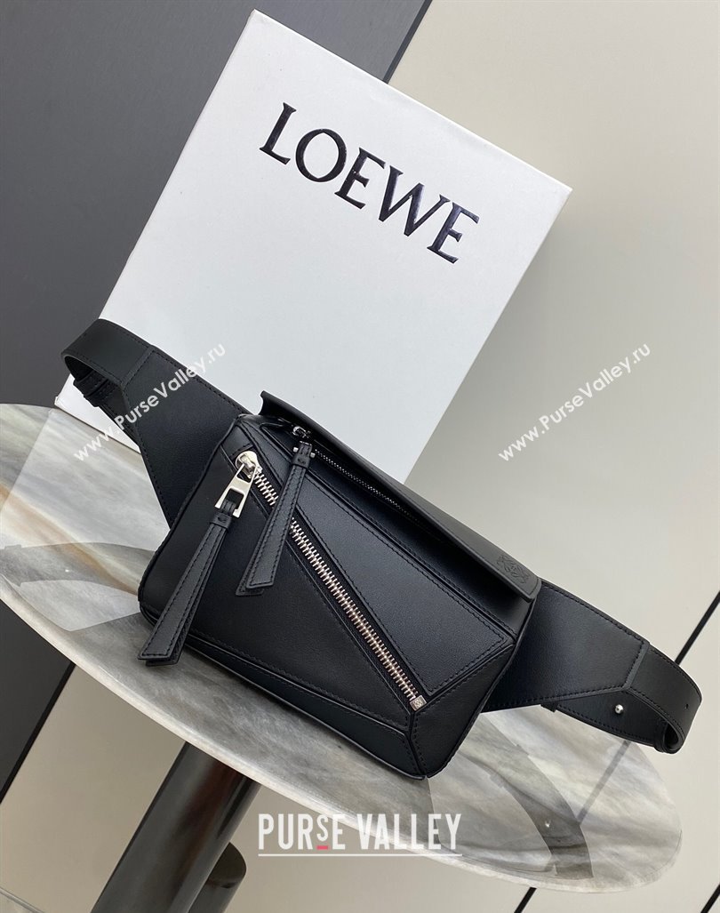 Loewe Mini Puzzle Bumbag in Classic Calfskin Black 2024 10177 (nana-24103002)