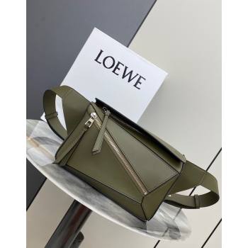 Loewe Small Puzzle Bumbag in Classic Calfskin Olive Green 2024 10176 (nana-24103003)