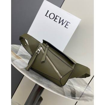 Loewe Mini Puzzle Bumbag in Classic Calfskin Olive Green 2024 10177 (nana-24103005)