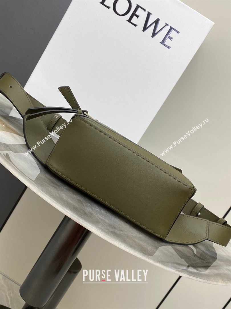 Loewe Mini Puzzle Bumbag in Classic Calfskin Olive Green 2024 10177 (nana-24103005)