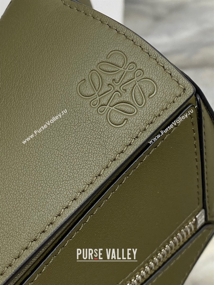 Loewe Mini Puzzle Bumbag in Classic Calfskin Olive Green 2024 10177 (nana-24103005)