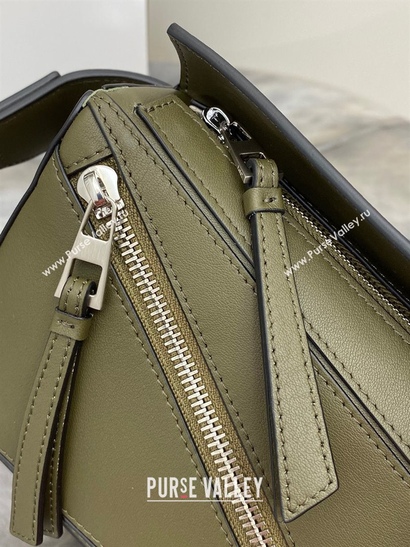 Loewe Mini Puzzle Bumbag in Classic Calfskin Olive Green 2024 10177 (nana-24103005)