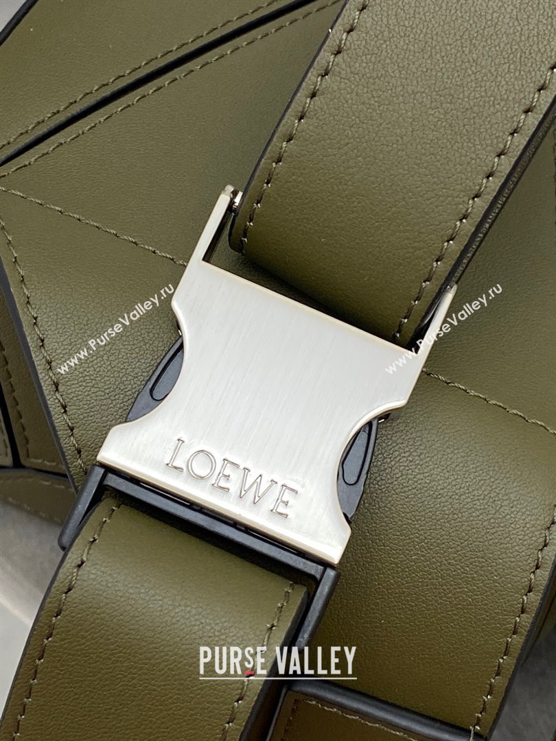 Loewe Mini Puzzle Bumbag in Classic Calfskin Olive Green 2024 10177 (nana-24103005)