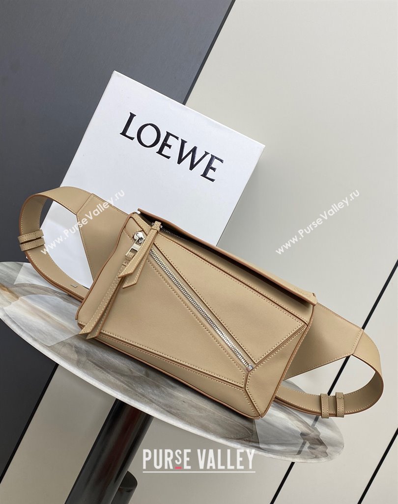 Loewe Small Puzzle Bumbag in Classic Calfskin Beige 2024 10176 (nana-24103007)