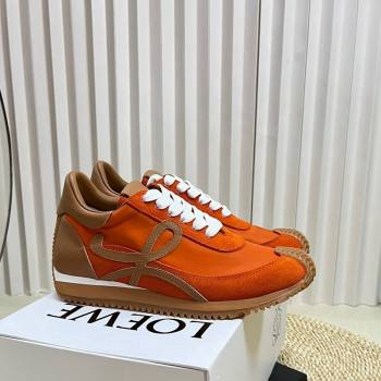 Loewe Flow Runner Sneakers in Nylon and Suede Orange/Brown 2024 1113 (KL-241113059)