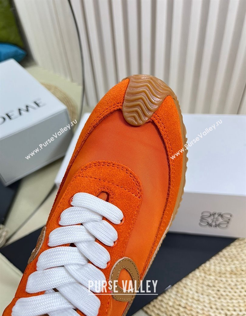 Loewe Flow Runner Sneakers in Nylon and Suede Orange/Brown 2024 1113 (KL-241113059)