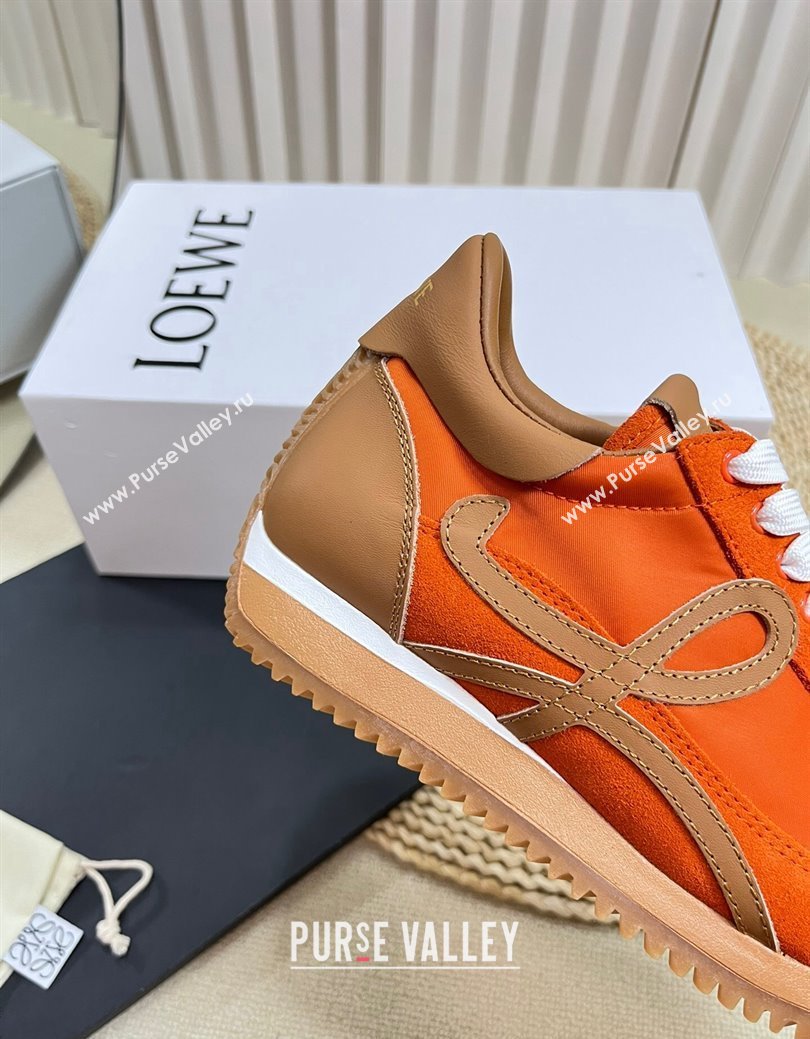 Loewe Flow Runner Sneakers in Nylon and Suede Orange/Brown 2024 1113 (KL-241113059)