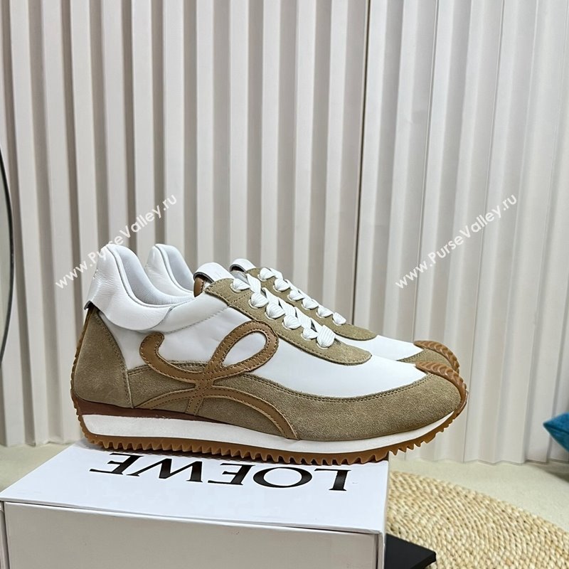 Loewe Flow Runner Sneakers in Nylon and Suede Beige/White 2024 1113 (KL-241113058)