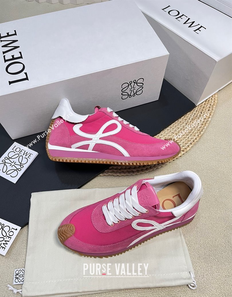 Loewe Flow Runner Sneakers in Fabric and Suede Dark Pink 2024 1113 (KL-241113060)