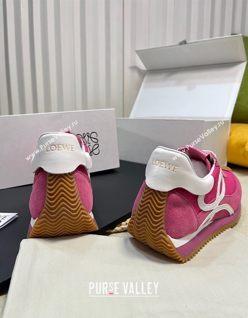 Loewe Flow Runner Sneakers in Fabric and Suede Dark Pink 2024 1113 (KL-241113060)