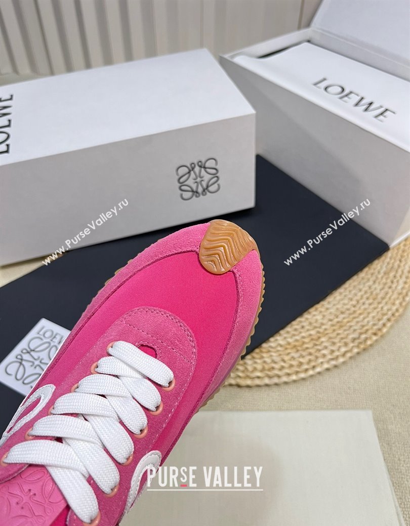 Loewe Flow Runner Sneakers in Fabric and Suede Dark Pink 2024 1113 (KL-241113060)