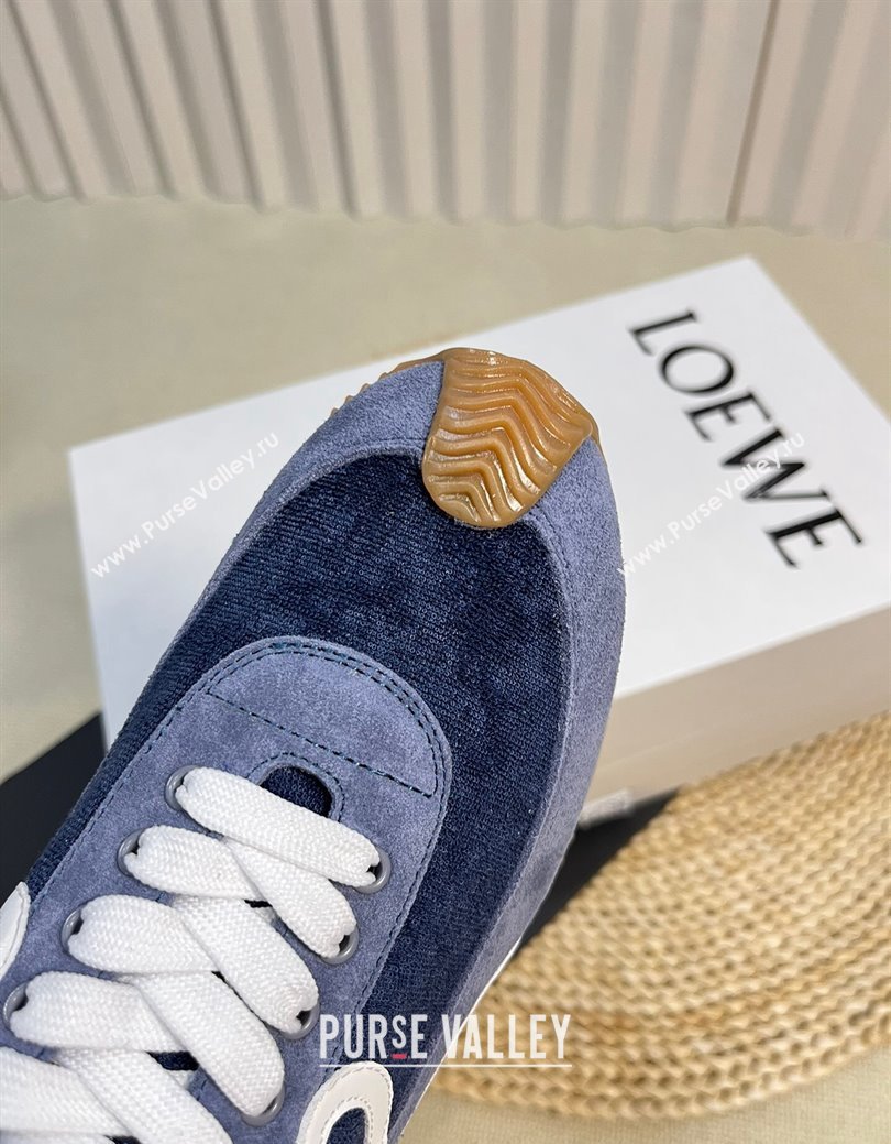 Loewe Flow Runner Sneakers in Towel Fabric and Suede Blue 2024 1113 (KL-241113063)