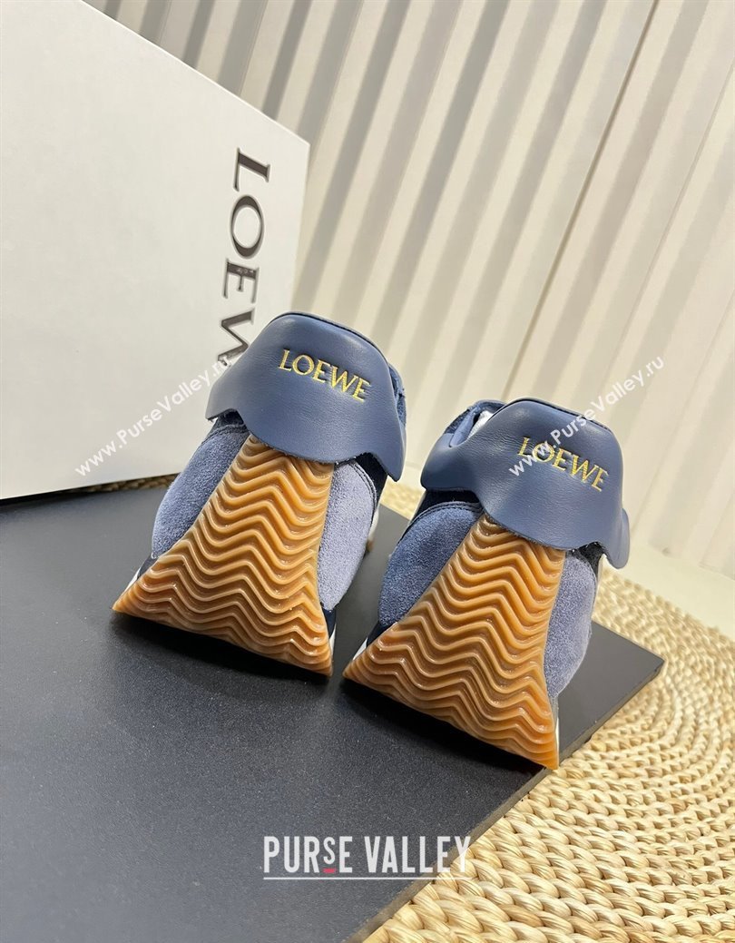 Loewe Flow Runner Sneakers in Towel Fabric and Suede Blue 2024 1113 (KL-241113063)