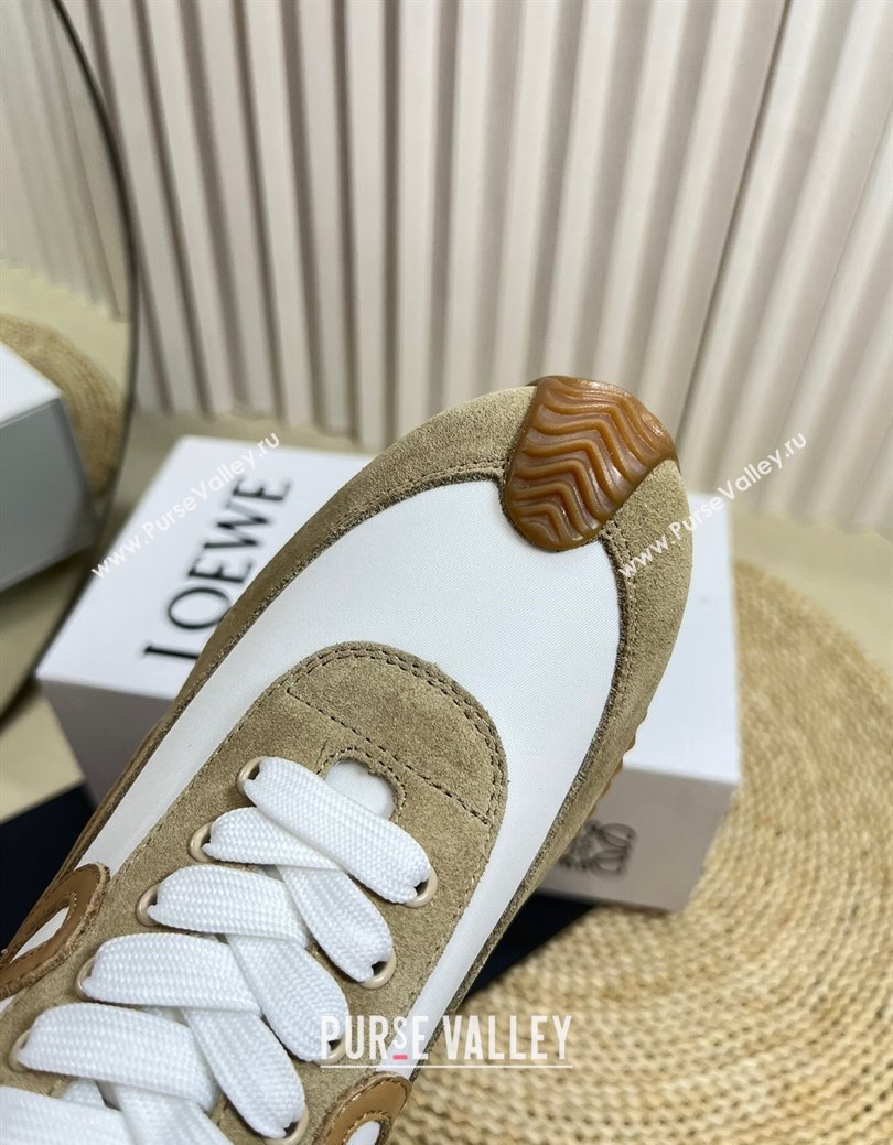 Loewe Flow Runner Sneakers in Nylon and Suede Beige/White 2024 1113 (KL-241113058)