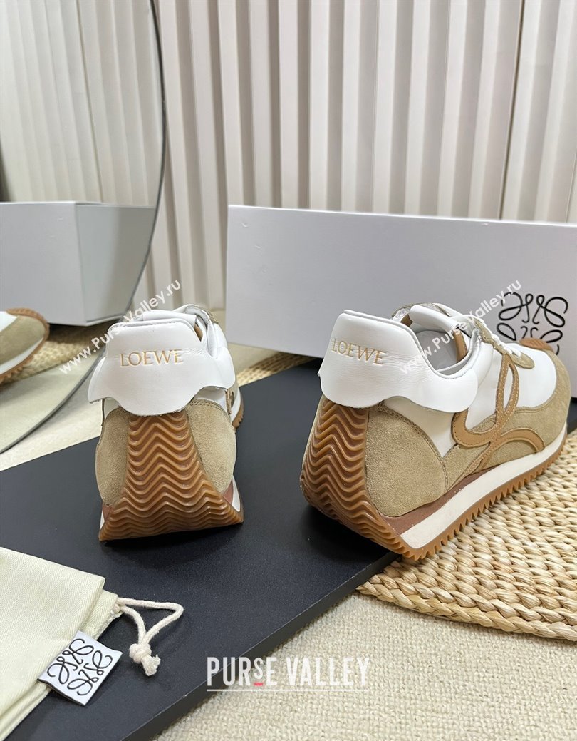 Loewe Flow Runner Sneakers in Nylon and Suede Beige/White 2024 1113 (KL-241113058)