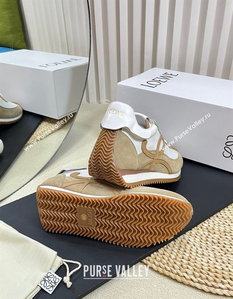 Loewe Flow Runner Sneakers in Nylon and Suede Beige/White 2024 1113 (KL-241113058)