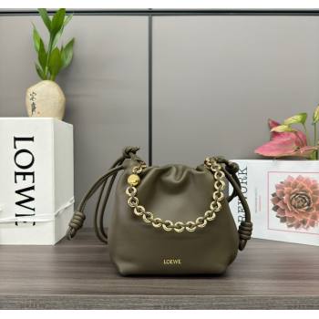 Loewe Mini Flamenco Purse bag in nappa lambskin Dark Khaki Green 2024 412342 (Ys-241214047)