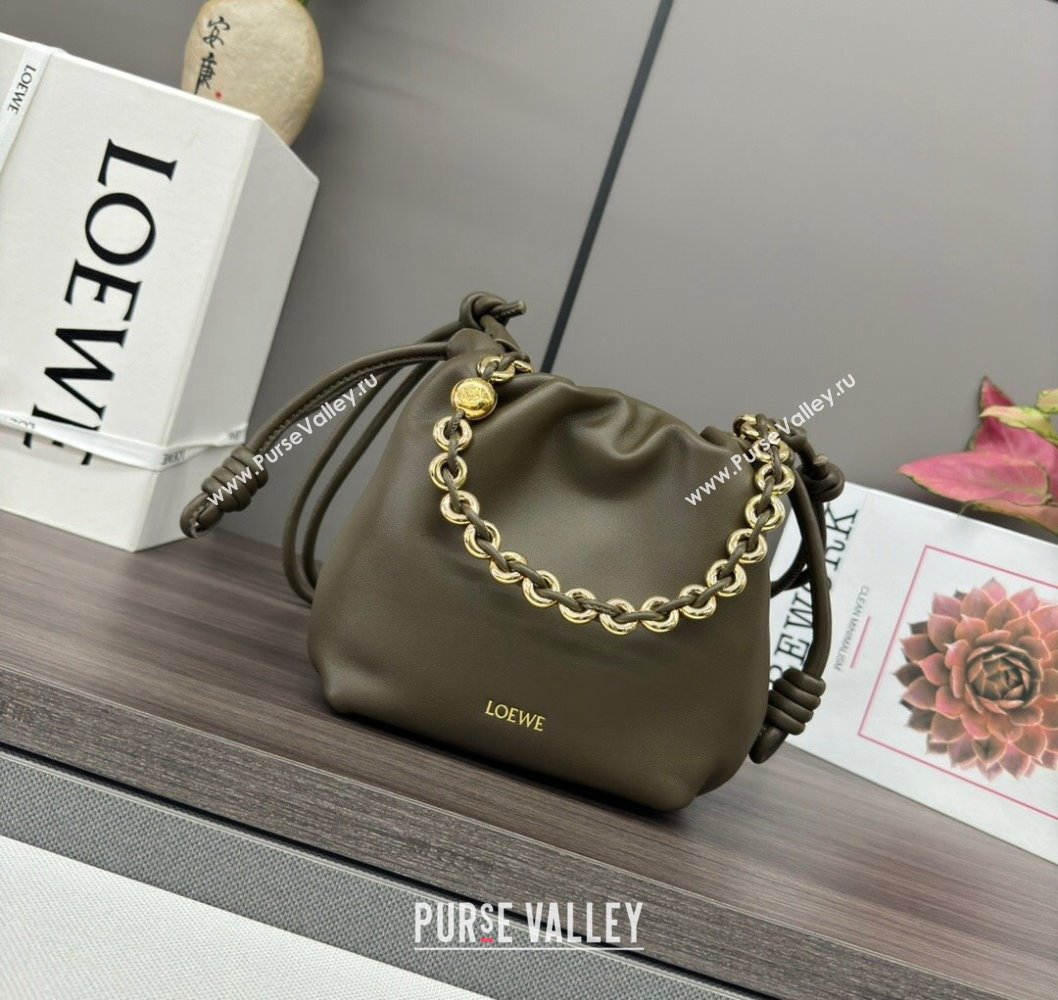 Loewe Mini Flamenco Purse bag in nappa lambskin Dark Khaki Green 2024 412342 (Ys-241214047)