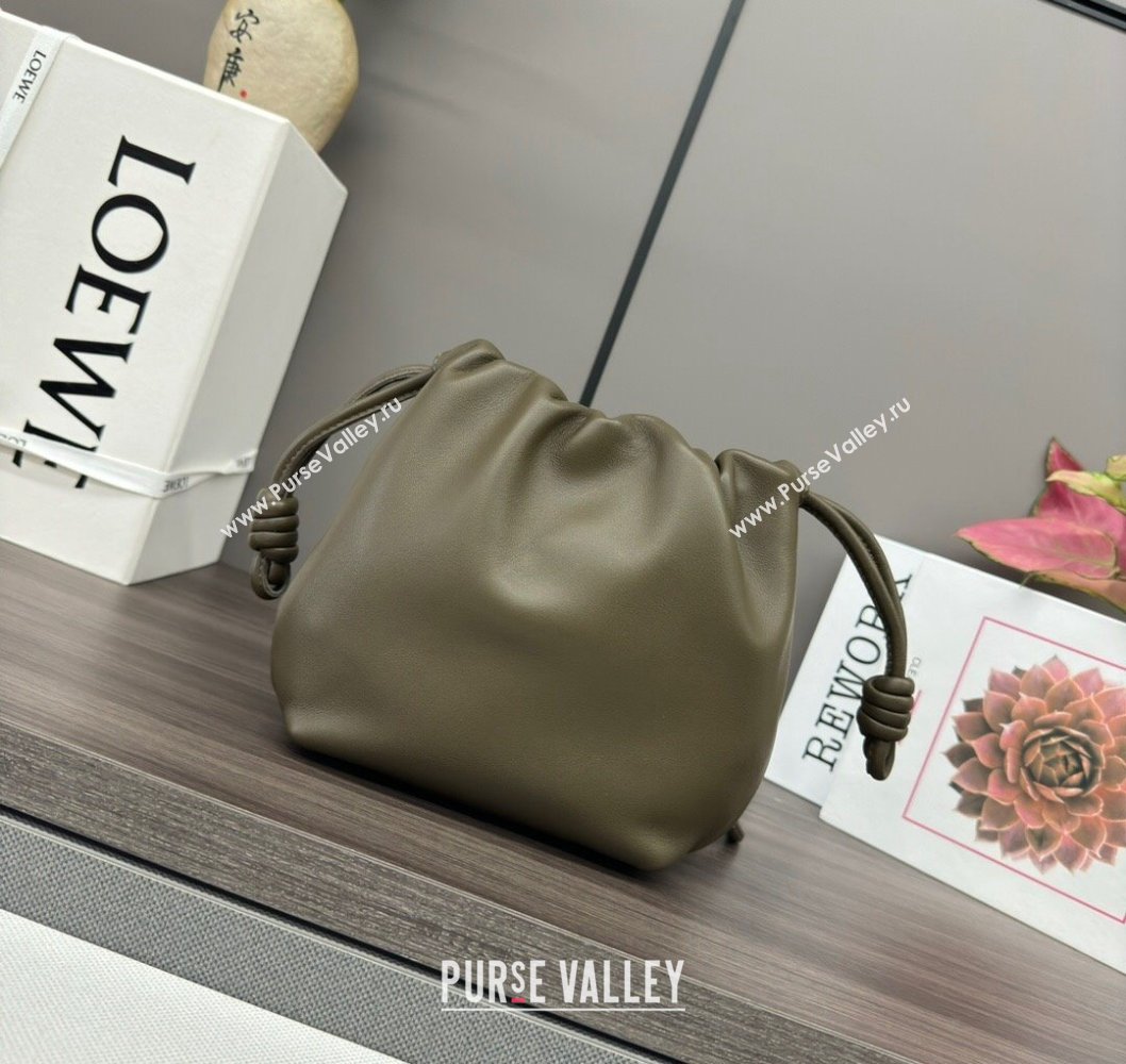 Loewe Mini Flamenco Purse bag in nappa lambskin Dark Khaki Green 2024 412342 (Ys-241214047)