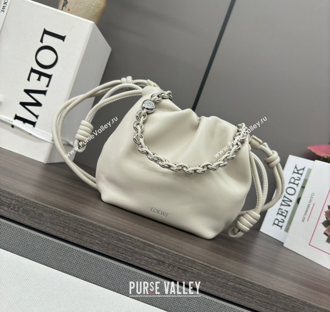 Loewe Mini Flamenco Purse bag in nappa lambskin Sea Salt White 2024 412342 (Ys-241214040)