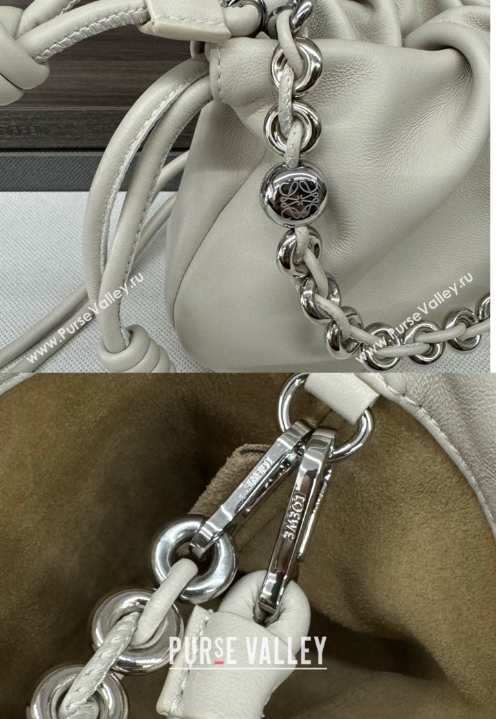 Loewe Mini Flamenco Purse bag in nappa lambskin Sea Salt White 2024 412342 (Ys-241214040)