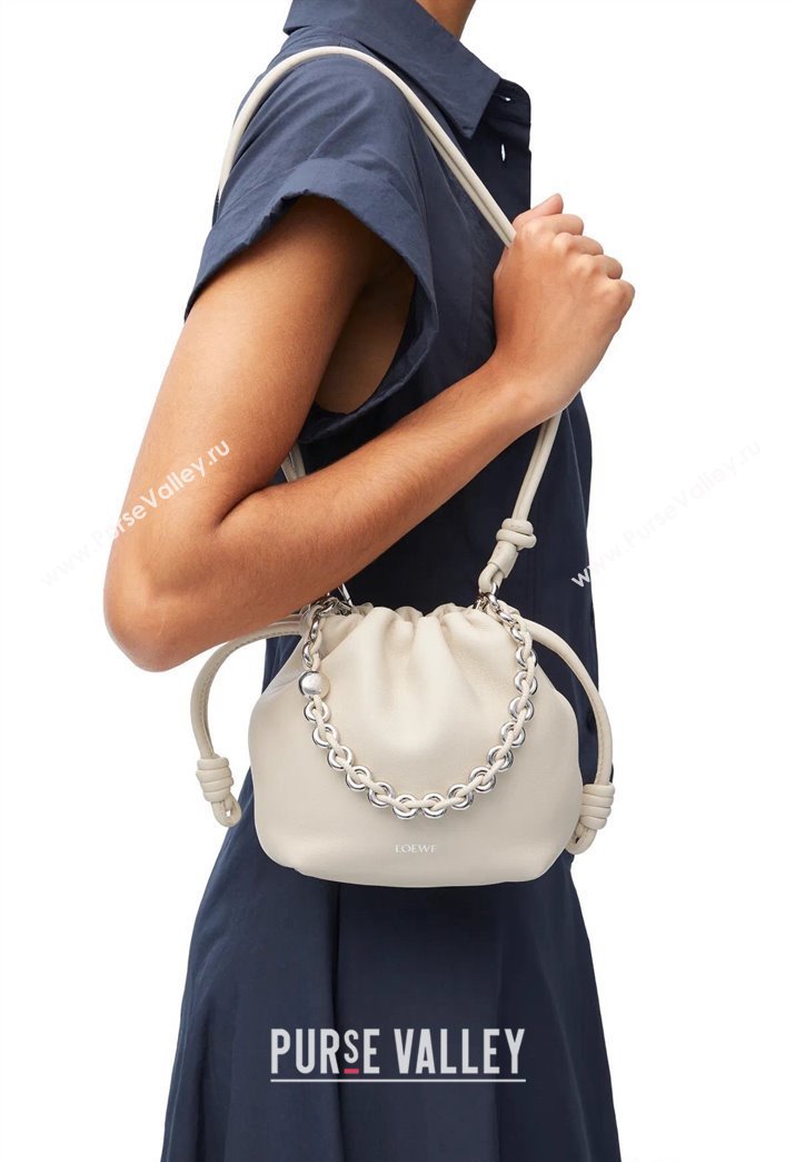 Loewe Mini Flamenco Purse bag in nappa lambskin Sea Salt White 2024 412342 (Ys-241214040)