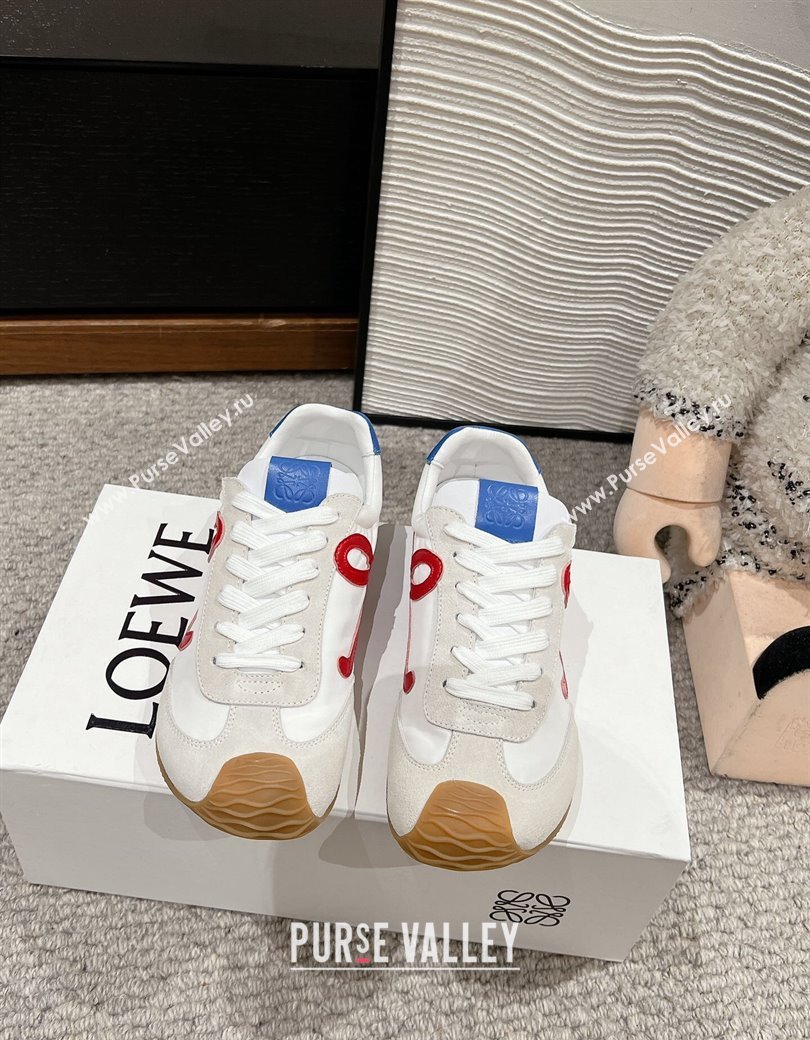 Loewe Ballet Runner 2.0 Sneakers in nylon and suede White/Red/Blue 2024 ( For Women and Men) (SS-241224032)