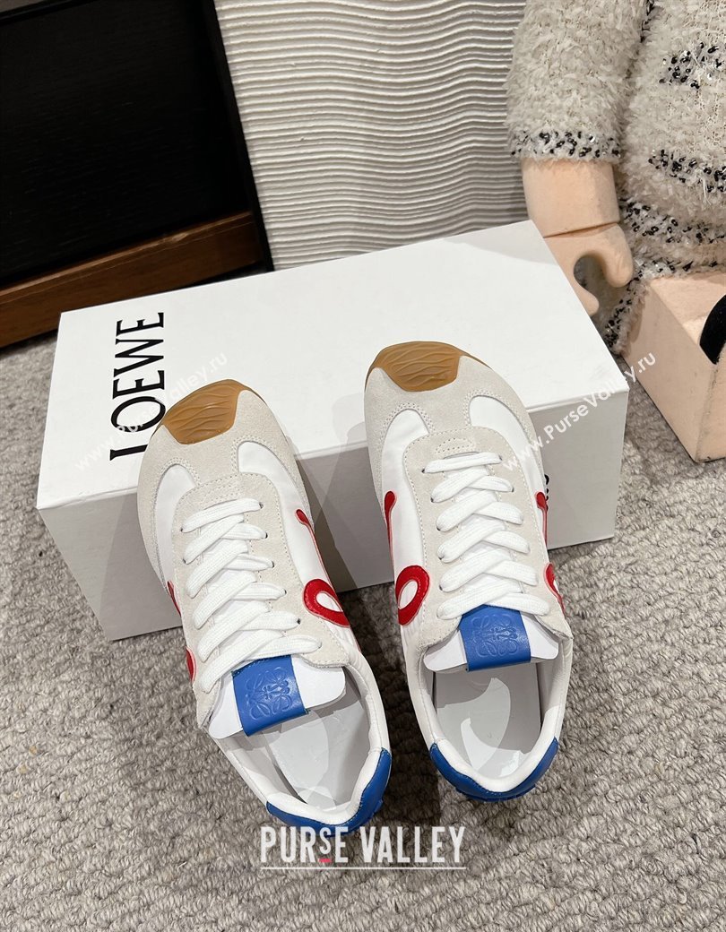 Loewe Ballet Runner 2.0 Sneakers in nylon and suede White/Red/Blue 2024 ( For Women and Men) (SS-241224032)