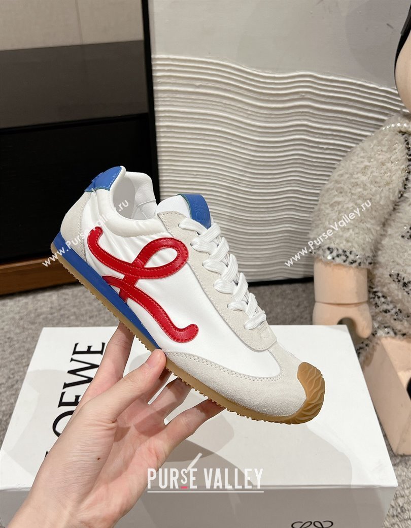 Loewe Ballet Runner 2.0 Sneakers in nylon and suede White/Red/Blue 2024 ( For Women and Men) (SS-241224032)