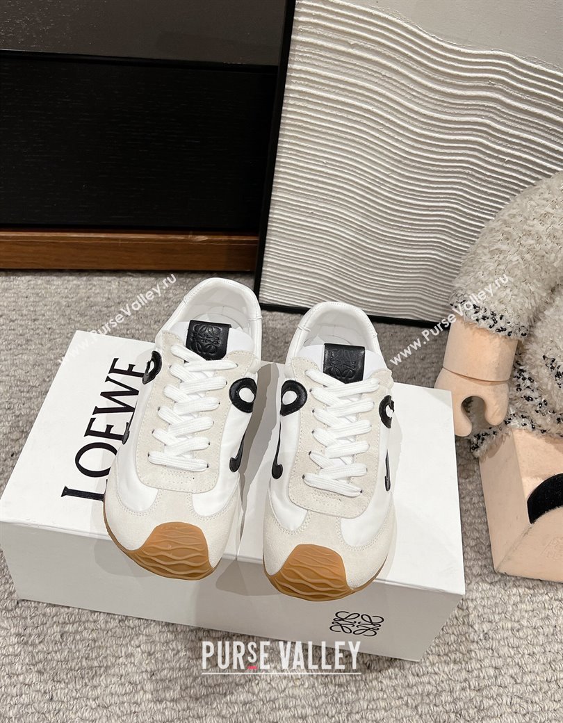 Loewe Ballet Runner 2.0 Sneakers in nylon and suede White/Black2 2024 ( For Women and Men) (SS-241224031)