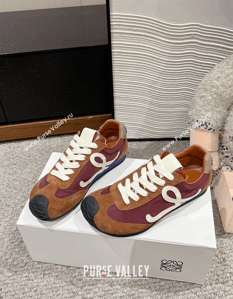 Loewe Ballet Runner 2.0 Sneakers in nylon and suede Dark Brown 2024 ( For Women and Men) (SS-241224033)