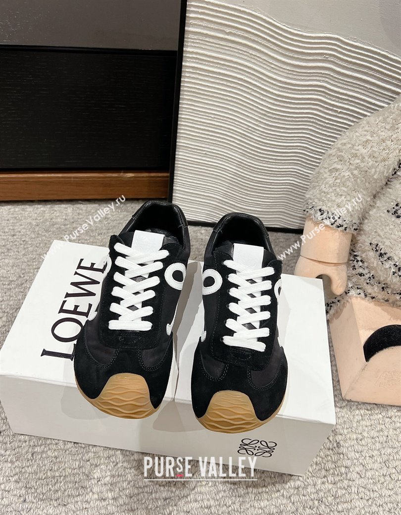 Loewe Ballet Runner 2.0 Sneakers in nylon and suede Black/White2 2024 ( For Women and Men) (SS-241224034)