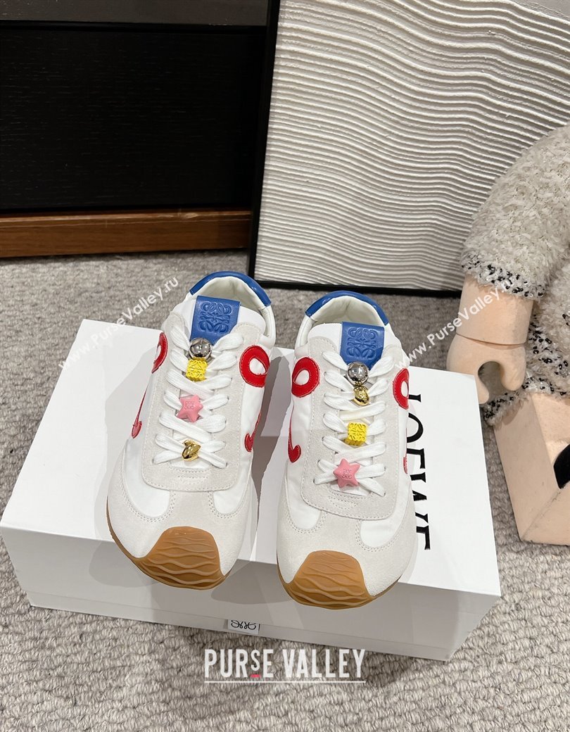 Loewe Ballet Runner 2.0 Sneakers in nylon and suede with charm White/Red 2024 ( For Women and Men) (SS-241224035)