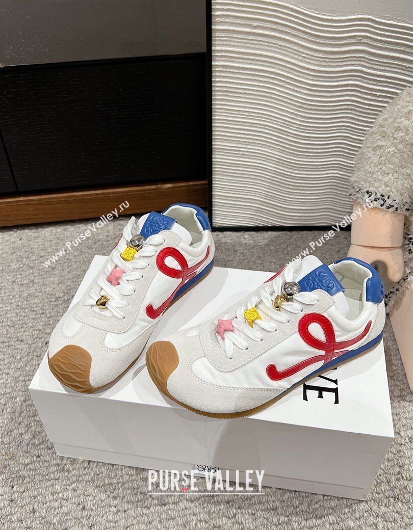 Loewe Ballet Runner 2.0 Sneakers in nylon and suede with charm White/Red 2024 ( For Women and Men) (SS-241224035)