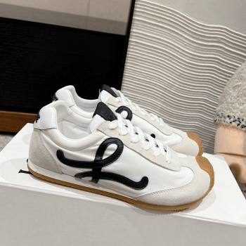 Loewe Ballet Runner 2.0 Sneakers in nylon and suede White/Black2 2024 ( For Women and Men) (SS-241224031)