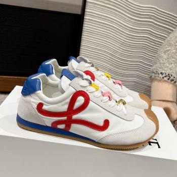 Loewe Ballet Runner 2.0 Sneakers in nylon and suede with charm White/Red 2024 ( For Women and Men) (SS-241224035)