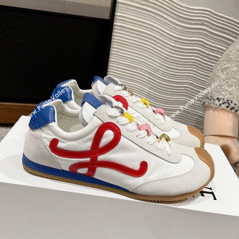 Loewe Ballet Runner 2.0 Sneakers in nylon and suede with charm White/Red 2024 ( For Women and Men) (SS-241224035)