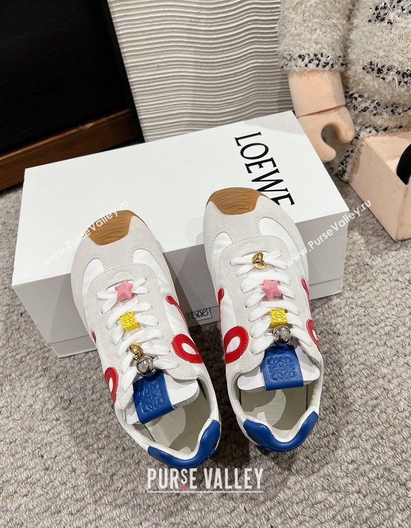 Loewe Ballet Runner 2.0 Sneakers in nylon and suede with charm White/Red 2024 ( For Women and Men) (SS-241224035)