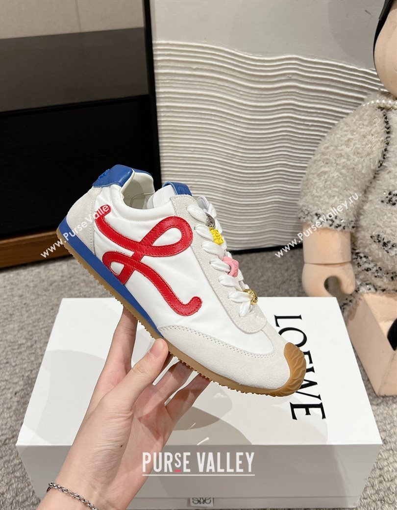 Loewe Ballet Runner 2.0 Sneakers in nylon and suede with charm White/Red 2024 ( For Women and Men) (SS-241224035)