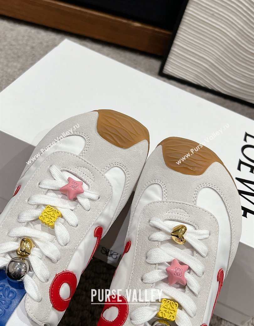 Loewe Ballet Runner 2.0 Sneakers in nylon and suede with charm White/Red 2024 ( For Women and Men) (SS-241224035)