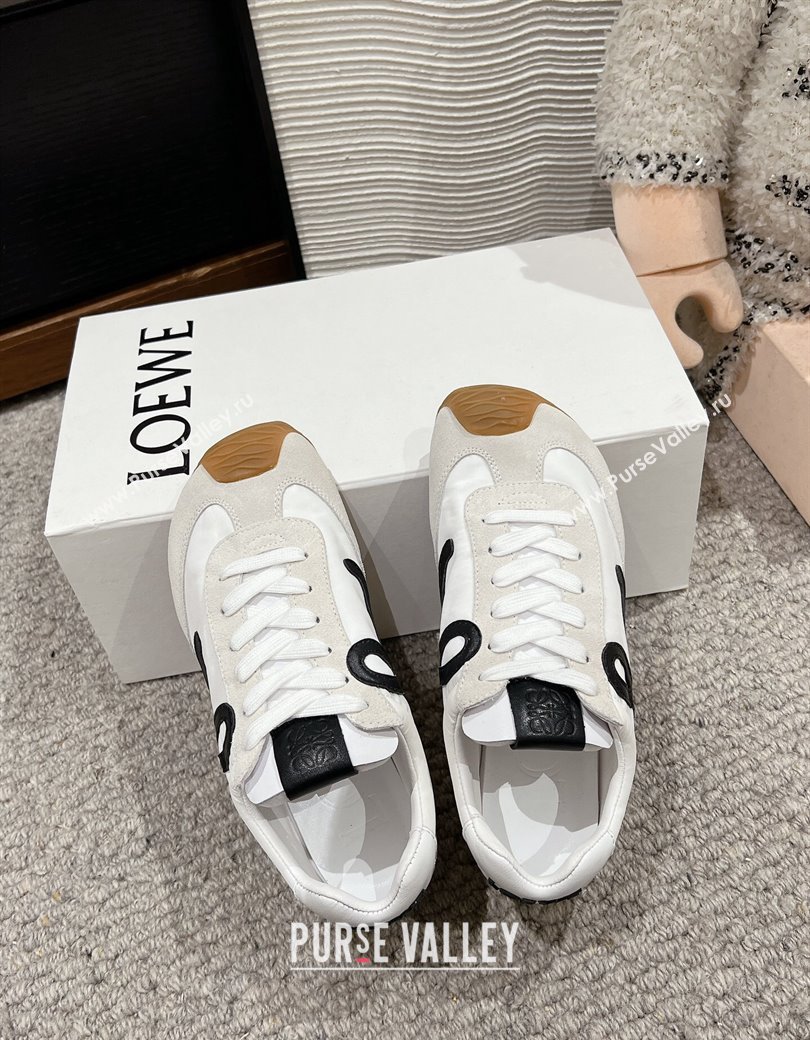 Loewe Ballet Runner 2.0 Sneakers in nylon and suede White/Black2 2024 ( For Women and Men) (SS-241224031)