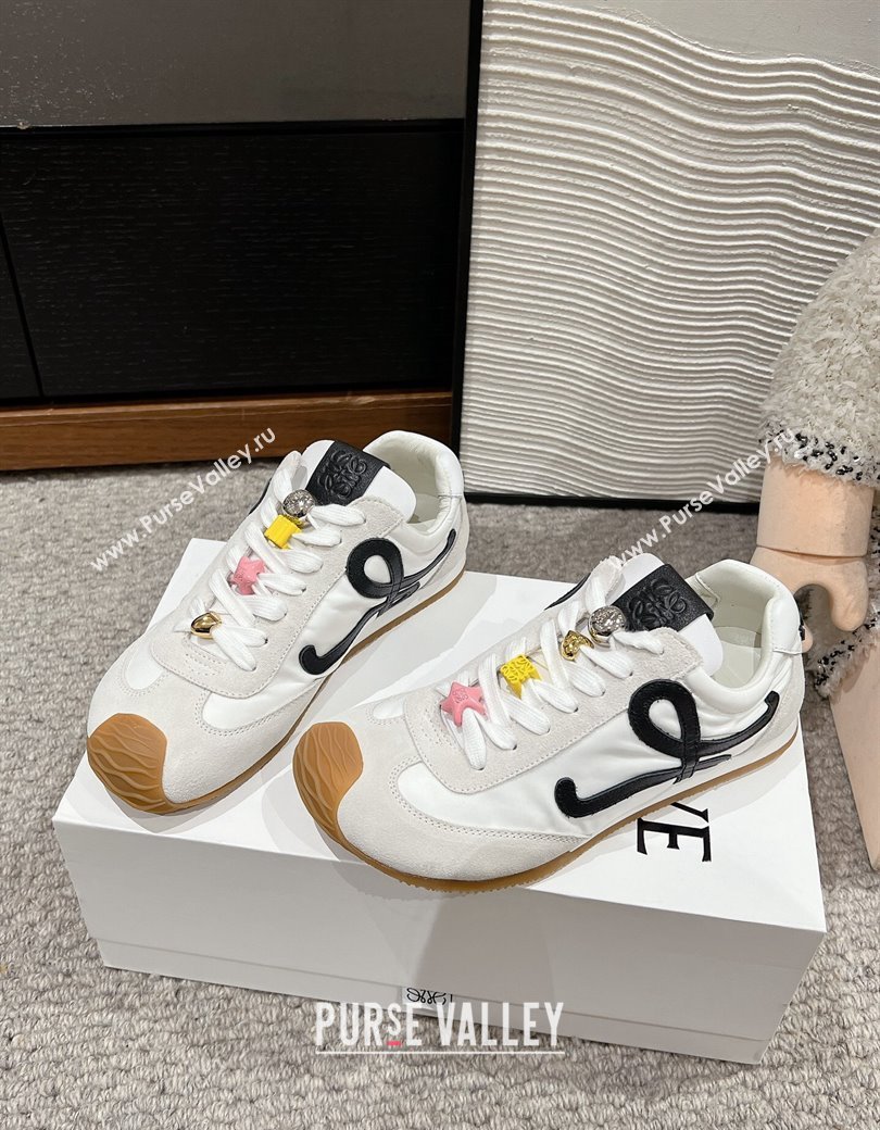 Loewe Ballet Runner 2.0 Sneakers in nylon and suede with charm White/Black 2024 ( For Women and Men) (SS-241224037)