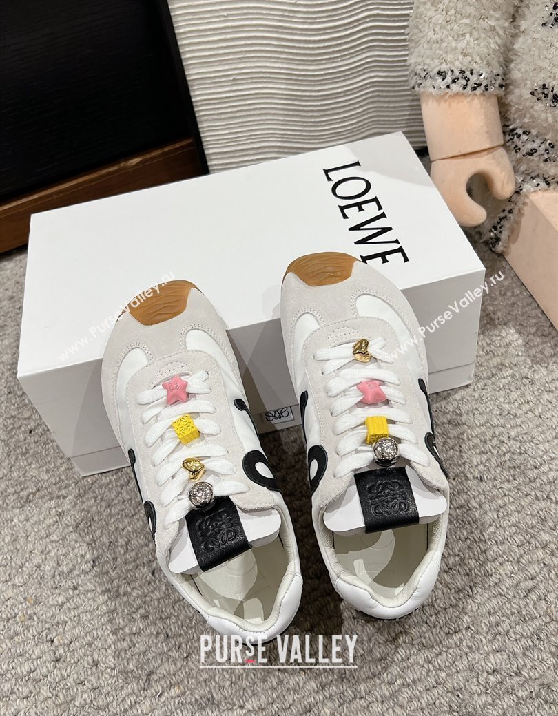 Loewe Ballet Runner 2.0 Sneakers in nylon and suede with charm White/Black 2024 ( For Women and Men) (SS-241224037)