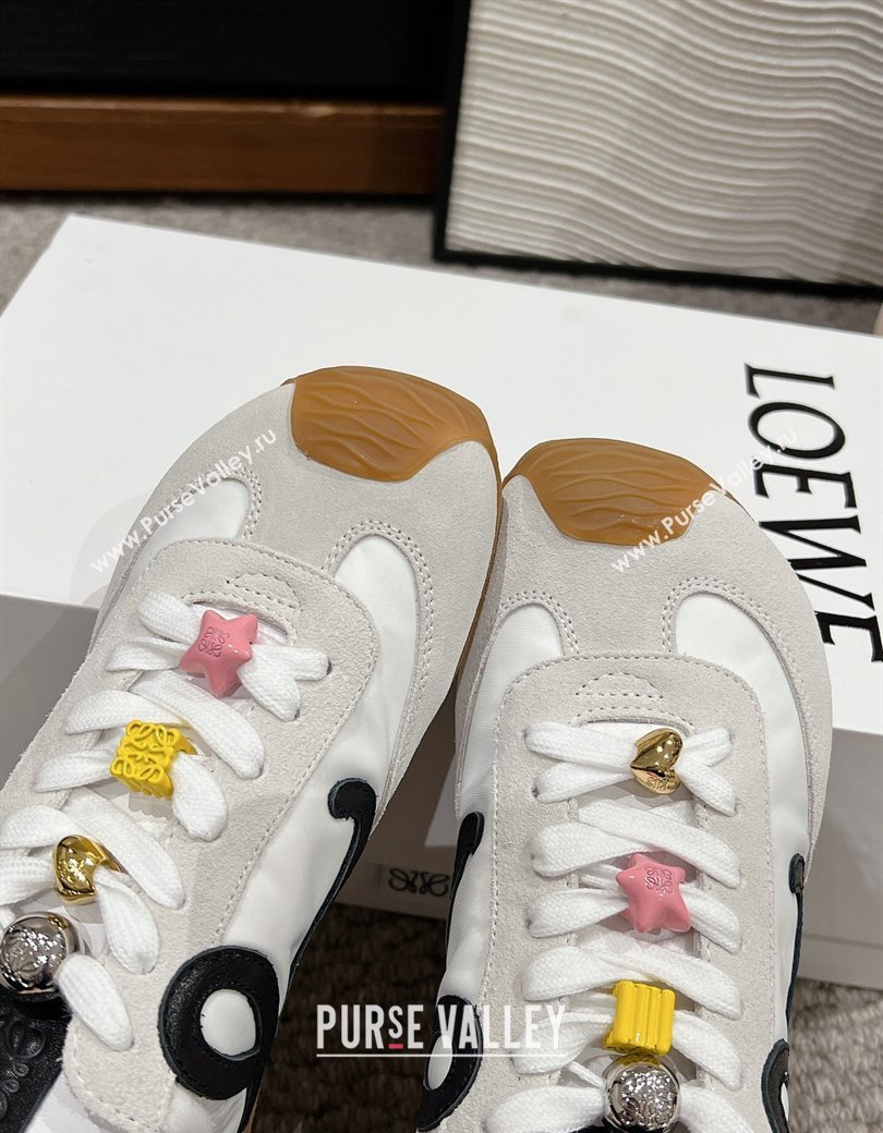 Loewe Ballet Runner 2.0 Sneakers in nylon and suede with charm White/Black 2024 ( For Women and Men) (SS-241224037)