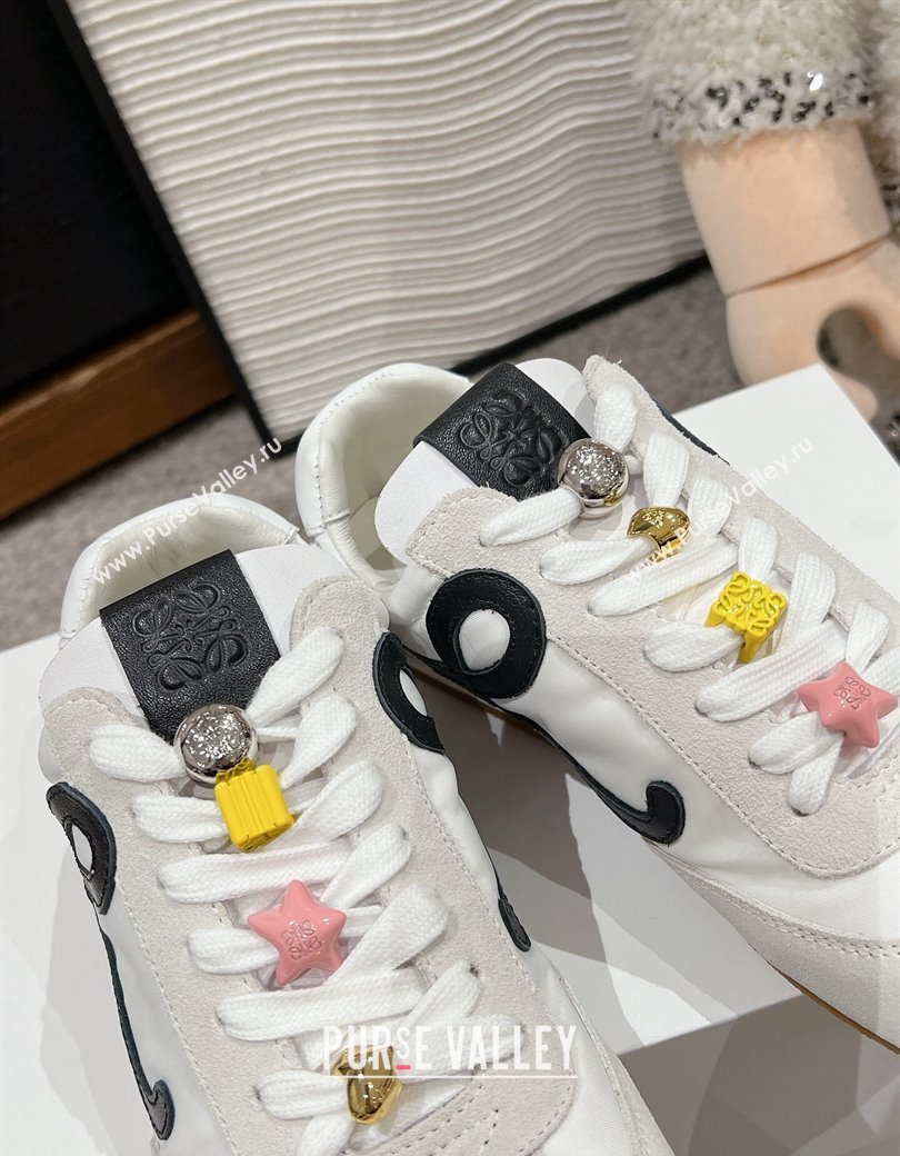 Loewe Ballet Runner 2.0 Sneakers in nylon and suede with charm White/Black 2024 ( For Women and Men) (SS-241224037)