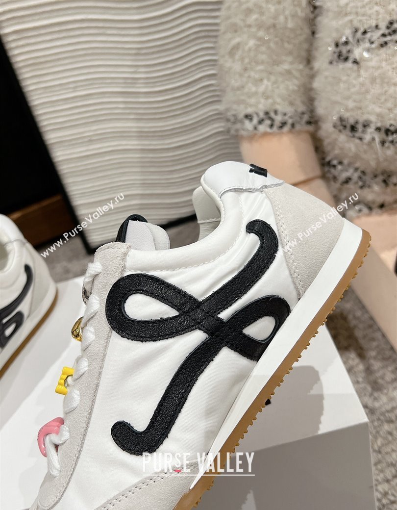 Loewe Ballet Runner 2.0 Sneakers in nylon and suede with charm White/Black 2024 ( For Women and Men) (SS-241224037)