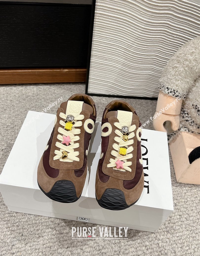 Loewe Ballet Runner 2.0 Sneakers in nylon and suede with charm Brown 2024 ( For Women and Men) (SS-241224038)