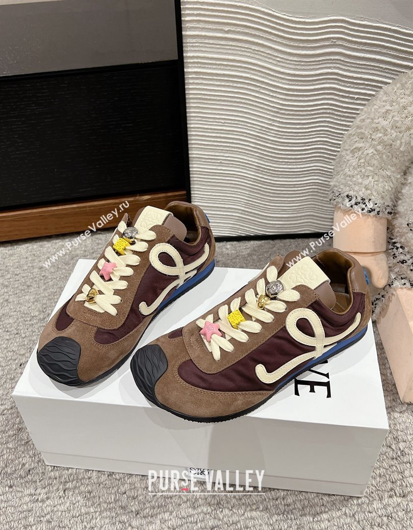 Loewe Ballet Runner 2.0 Sneakers in nylon and suede with charm Brown 2024 ( For Women and Men) (SS-241224038)